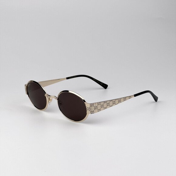 Gucci Sunglasses – Gold Metal Round Frame with Brown Lenses (GG1854S 005) - Picture 6 of 13